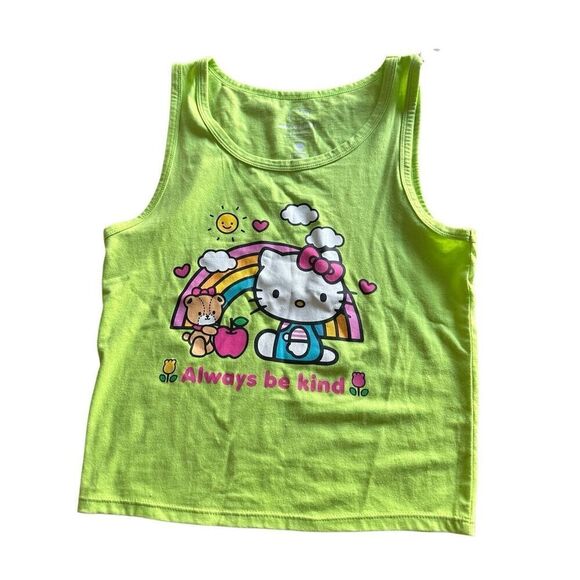 Hello Kitty lime green tank top ‘Be Kind’ sz Large 10-12 NEW - Picture 1 of 5